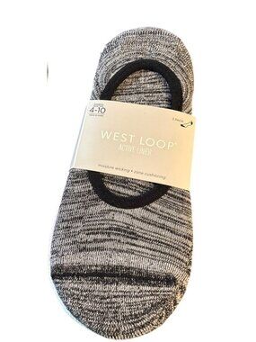 Womens West Loop Active Liner Socks 3-Pack Size 4-10 Black Gray White NWT 950187
